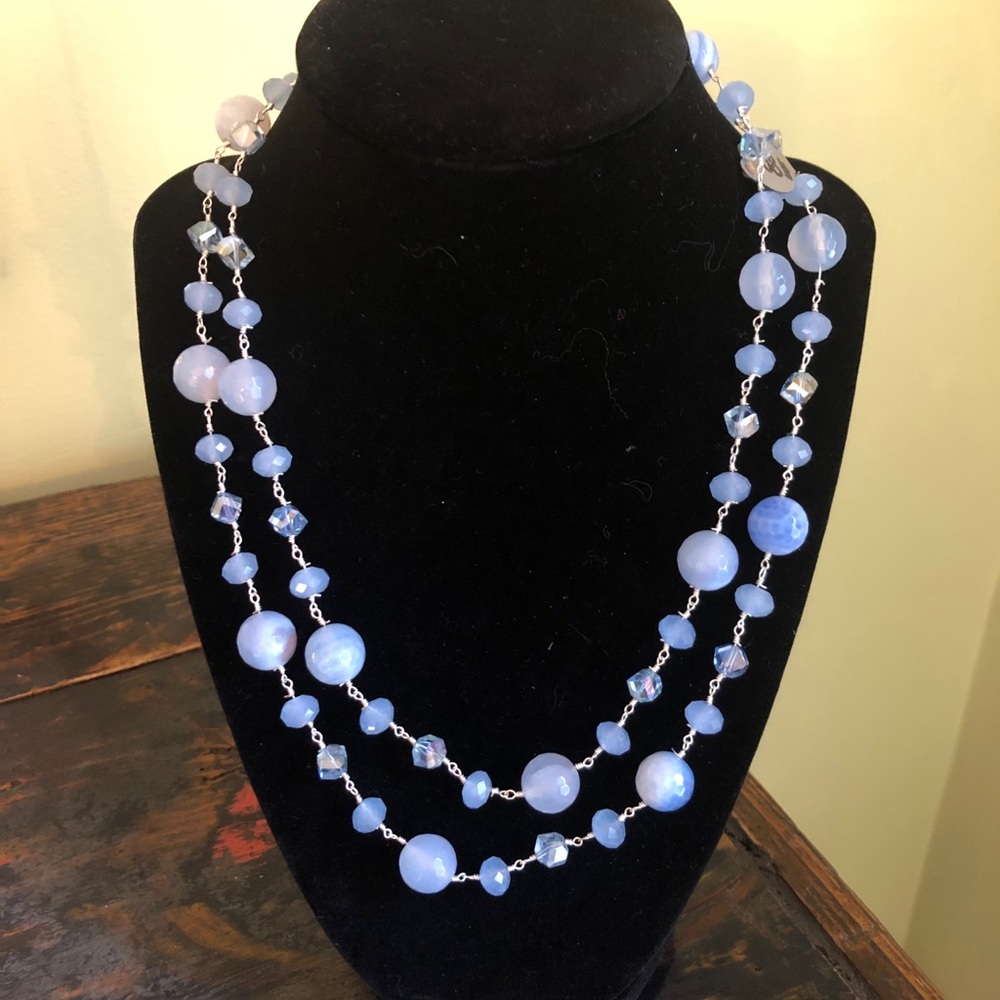 Blue Chalcedony and Sterling Silver Neckla…